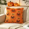 Cozy Bedroom Cushion Cover Ghost Pumpkin Cover, Halloween Throw Pillow Cute Gift Ideas Embroidered Case, Soft Plush Pillowcase for Couch Sofa Holiday