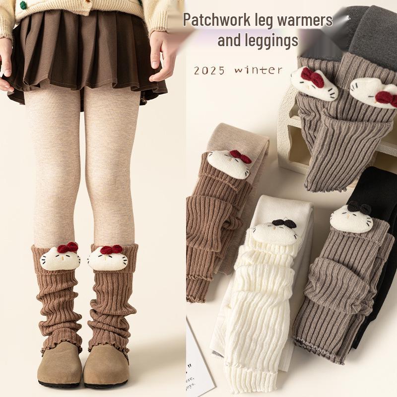 Kids' Winter Bow Cat Leg Warmers - Korean Style Over-the-Knee Socks for Girls