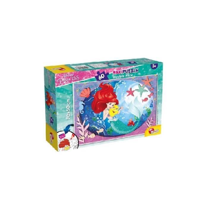 Puzzle La Sirenetta Disney Princess - Lisciani Giochi - Double Face - 60 Pièces - Pour Enfants De 3 Ans Et Plus