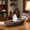 Ghost Incense Burner Holder Resin Ghost Incense Holder Skeleton Ship Incense Holder Home Desktop Decor for Table Desk Bookshelf