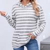 European-American Striped Hooded Sweatshirt - Casual Loose Fit, Long Sleeve with Pockets for Autumn and Winter
