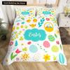 Watercolor Easter Eggs King Queen Bedding Set Happy Easter Themed Duvet Cover Toddlers Rainbow Easter Egg Polyester Quilt Cover