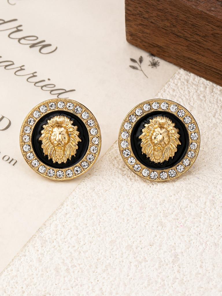 New lion head exaggerated point drill oil drop earrings wholesale trend earrings home
