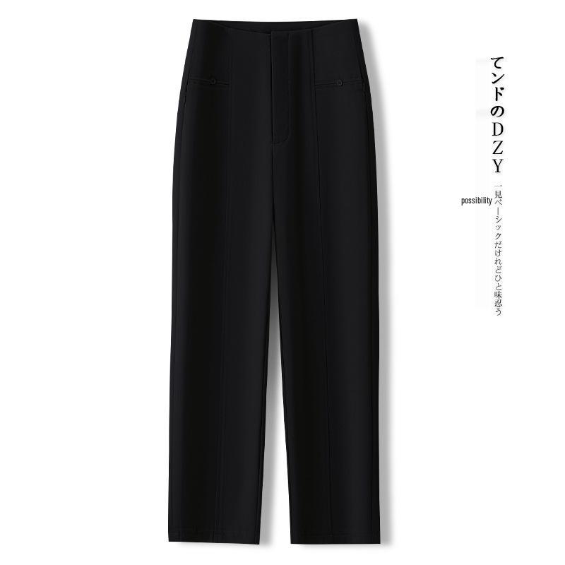 Women's Yellow High-Waisted Harem Pants Suit – Petite Drape, Casual, Straight-Leg for Spring & Autumn 2025