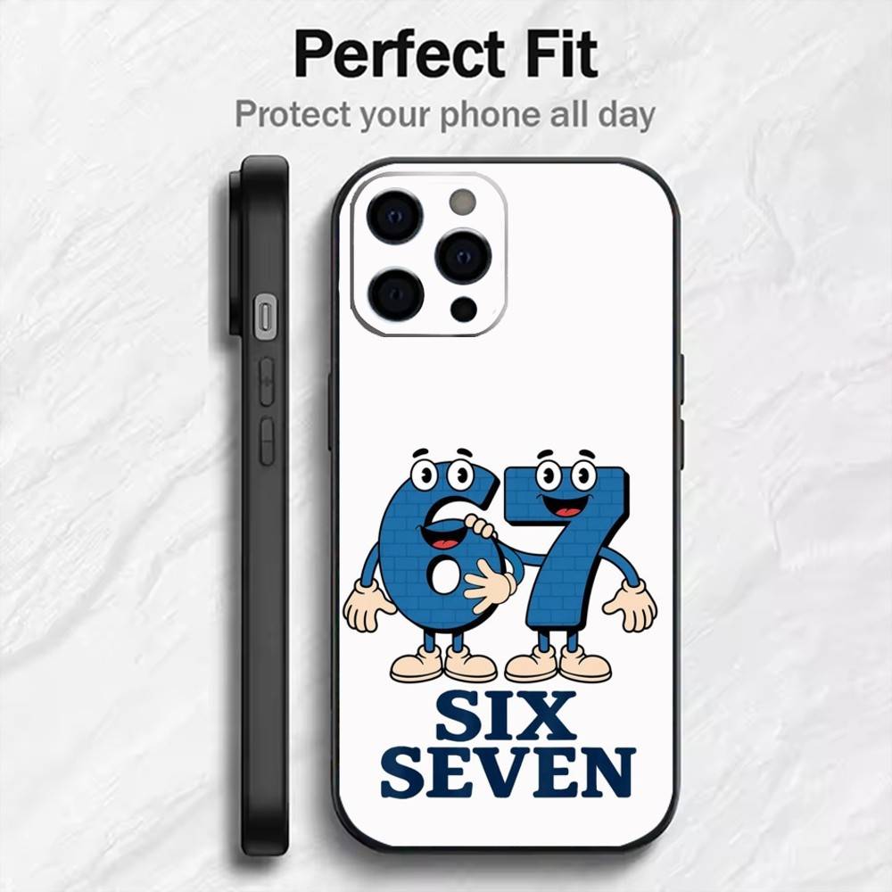 

67 S-Six S-Seven S-Style Phone Case For iPhone17,16,15,14,13,12 Plus,Max Soft Silicone Black Cover iPhone15promax