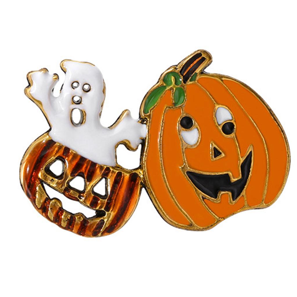 Festive Halloween Ghost Pumpkin Brooch Spooky Party Accessory For Costume Decoration And Outfit Enhancement