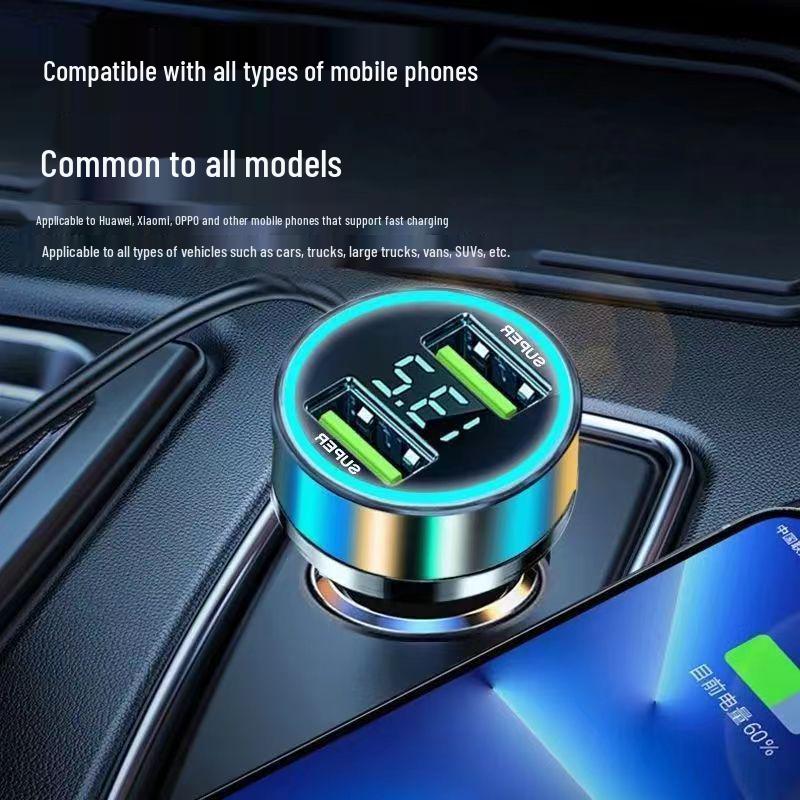 120W Dual Port Car Charger with Digital Display and Super Fast Charging