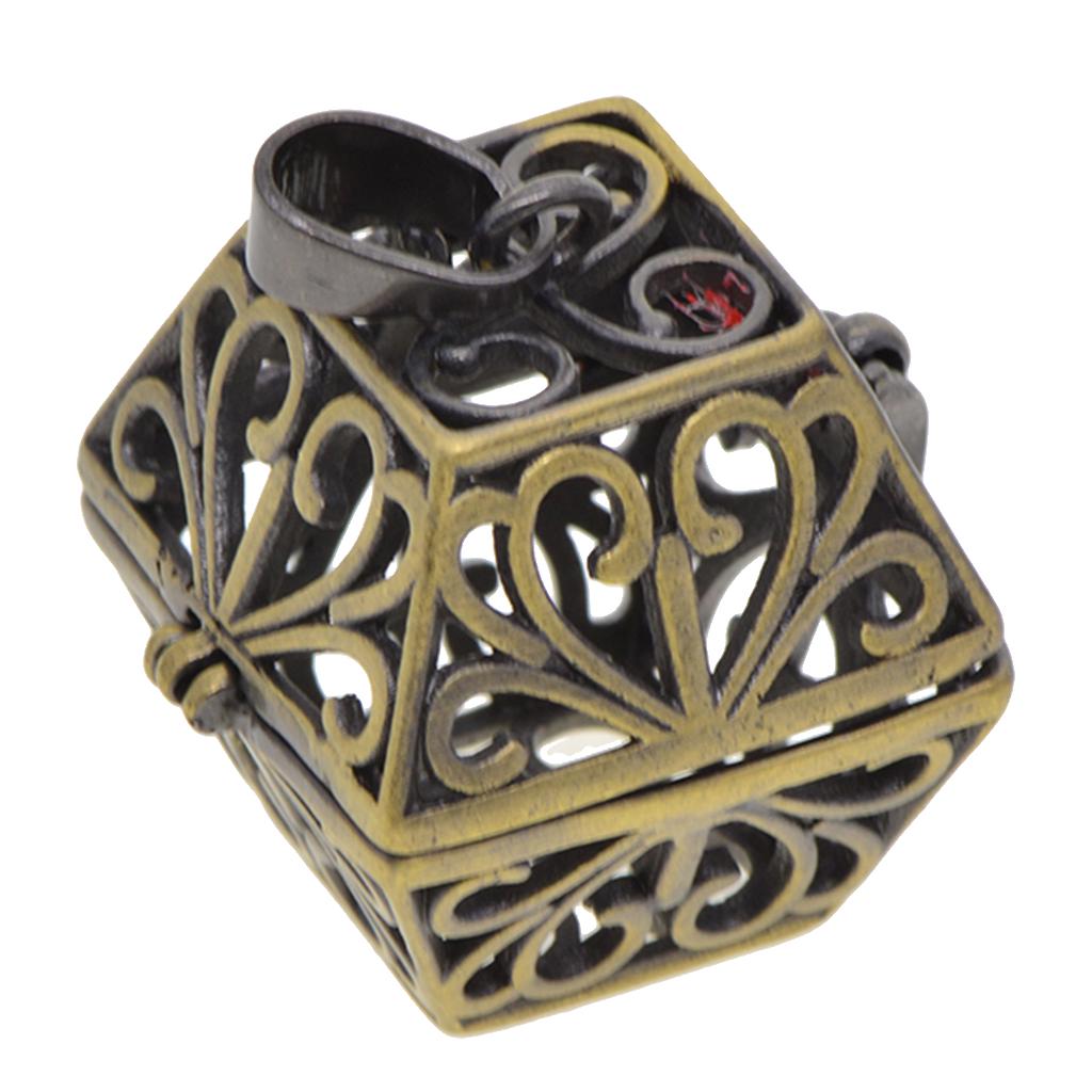 Hollow Magic Box Pendant DIY Necklace Accessories Copper Charms for Decor