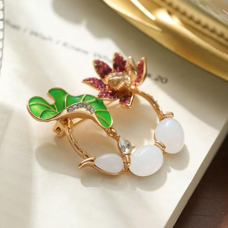 Mode im chinesischen Stil Lucky Lotus Broschen für Frauen Kleidung Mantel Schmuck Accessoires Geschenke