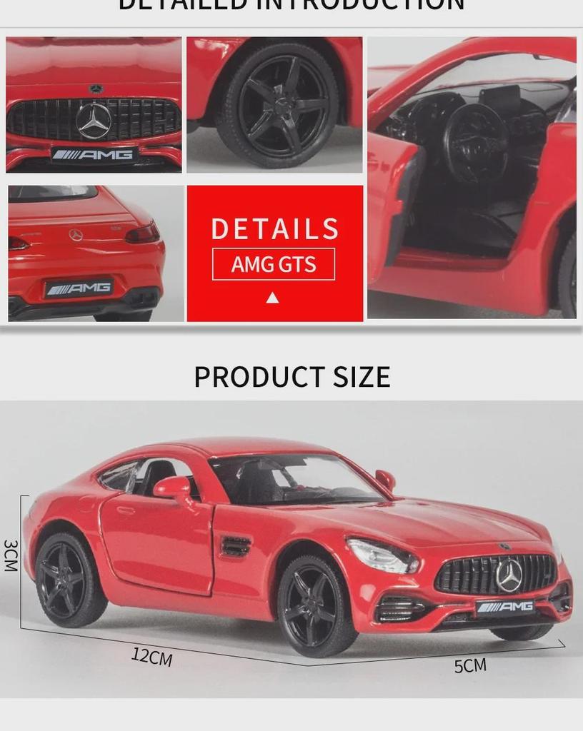 1:36 Mercedes-Benz Metall-Spielzeugauto mit Rückzugstüren für Kinder - Schmuckornament