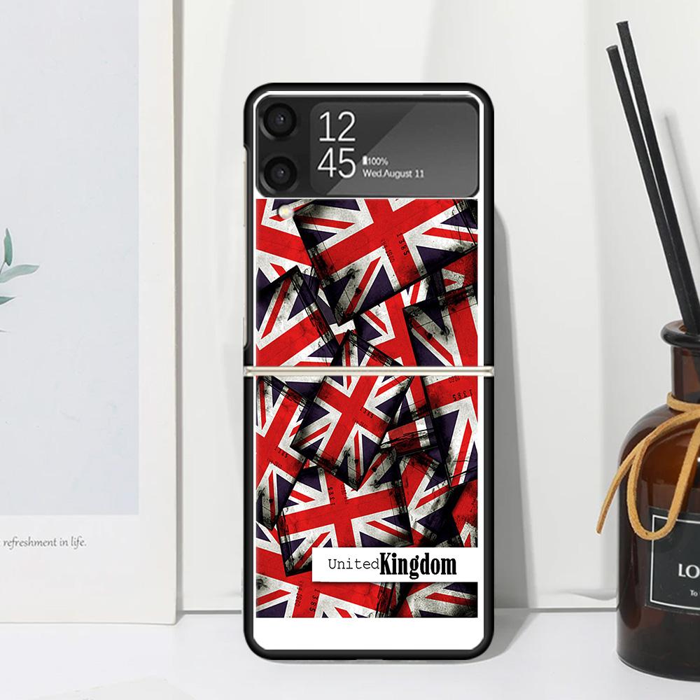 Union Jack England UK Flag Phone Case For Samsung Galaxy Z Flip 7 Flip7 Zflip 6 Flip6 5 Flip5 4 Flip4 3 Flip3 5G Fundas Black Co