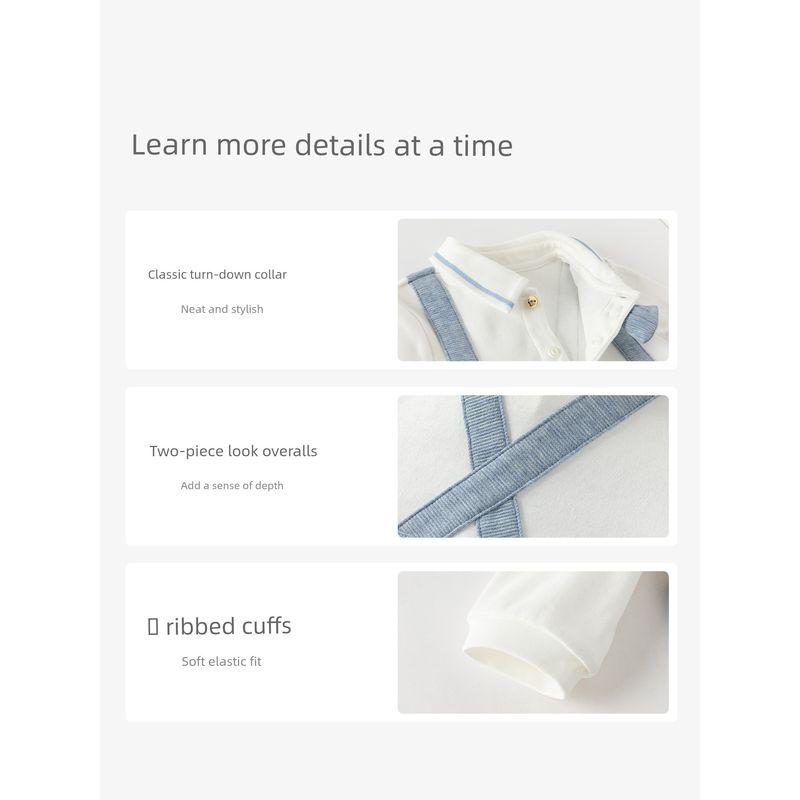 David Bella Newborn Class a Romper for Boys, Faux Two-Piece Jumpsuit, 2026 New Spring Baby Clothing