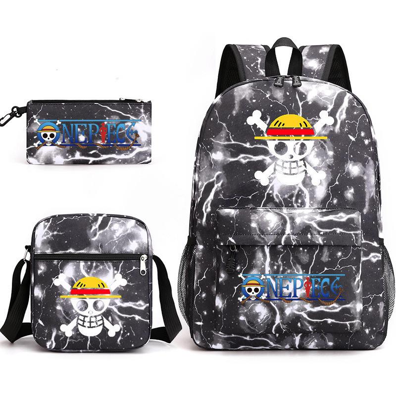 Riman One Piece Backpack 3-Piece Set, Boys And Girls Laptop, Youth Schoolbag, Messenger Bag, Pencil Bag.