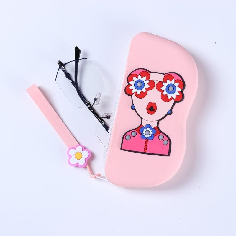 

Cute Sunglasses Storage Bag, Portable with Glasses Case, Anti Drop Silicone Glasses Bag, Can Hang Waterproof Sunglasses розовый