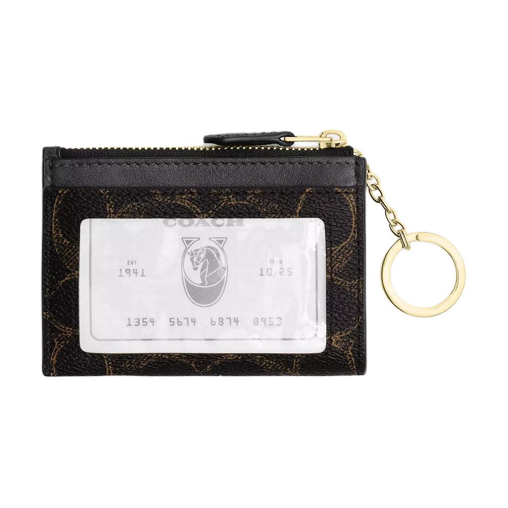 Coach Skinny Id Case 11 Brand Print Coated Canvas And Smooth Leather Card Holder Mini Women Card Holder Brown CEI20-IMBRN