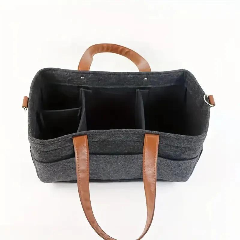 Felt Diaper Bag Storage Bag Portable Trolley Handbag Hangable Storage Bag Storage Basket Mommy Bag 1pcs
