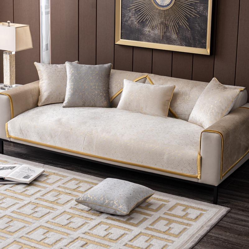 Nordic Simple Sofa Cushion Universal Light Luxury Ins Non-Slip Seat Cushions Chenille Solid Wood Leather Sofa Cover Cover Towel
