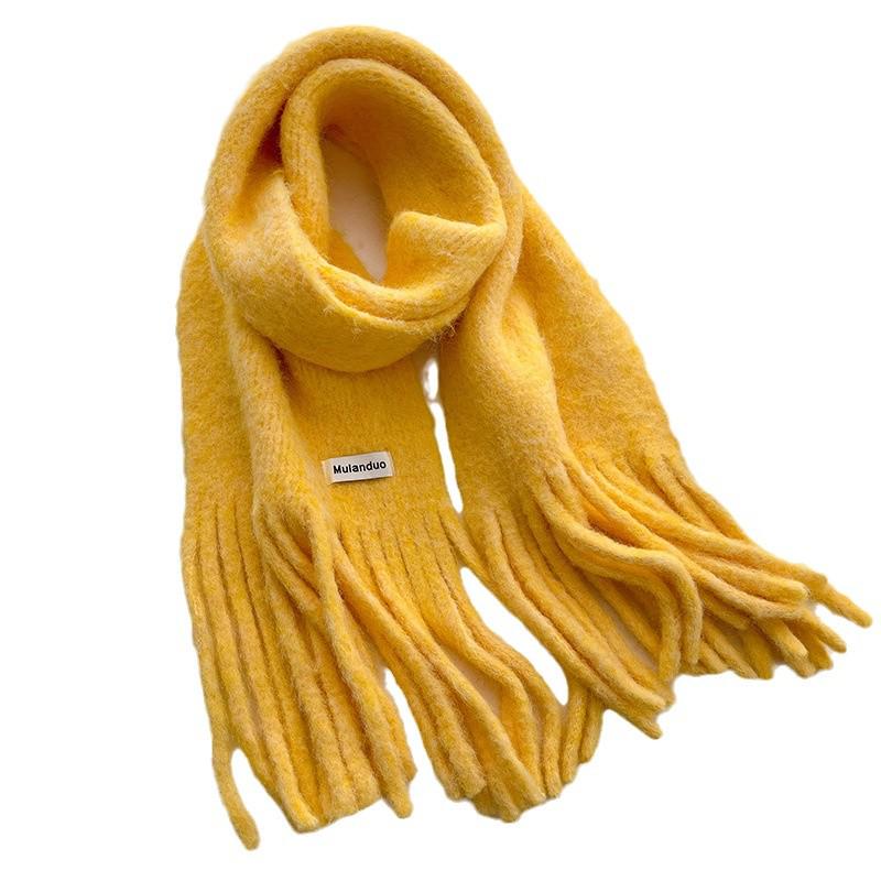 Ancola Red Mohair Wool-Blend Scarf: Women's High-End Korean Style Winter Shawl