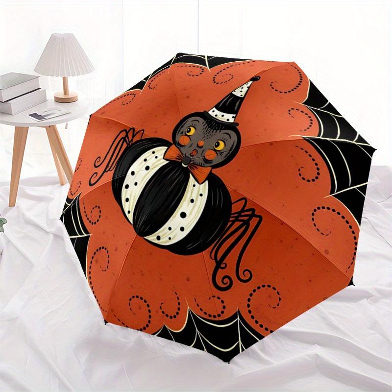 1pc Halloween Spider Auto Open/close, All-Season Portable Folding Umbrella for Women & Men, Travel, Everyday, Formal Events - Compact Luxury Parasol,