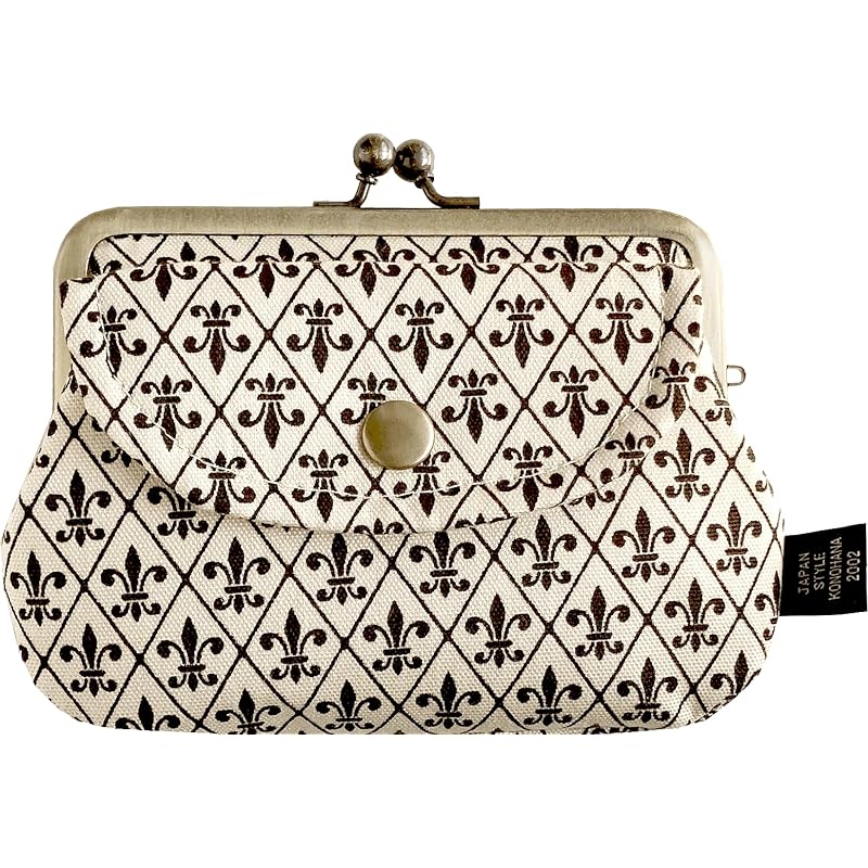 

[Konohana] Retro parent and child purse pouch wallet cotton linen canvas Kyoto made in Japan (cotton linen) (lily pattern beige)