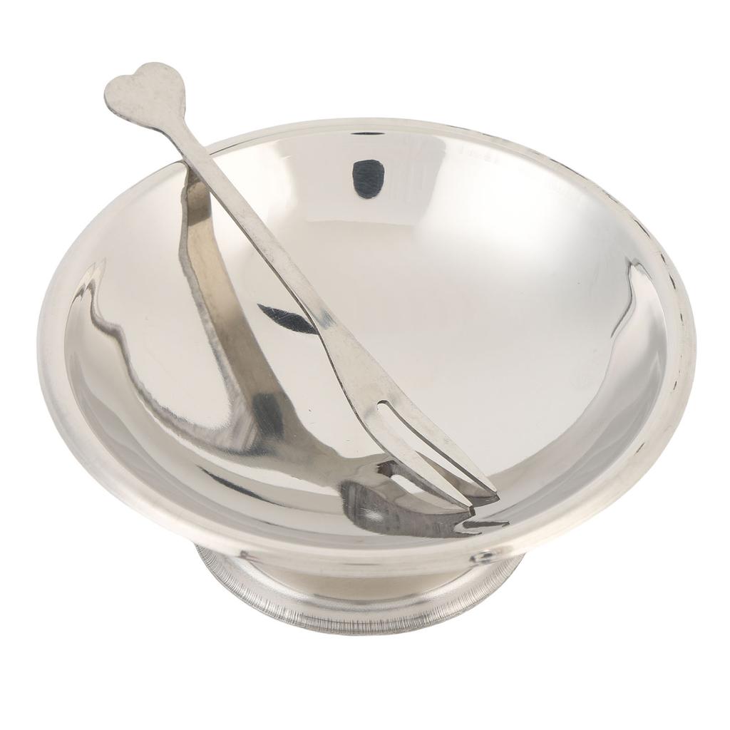 Eisbecher Edelstahl Dessertschale Metall Pudding Salat Servierschalen mit Gabel für Zuhause Küche Kurz Groß 11CM