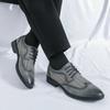 Men Brogues Grey Derby Wedding Dress Summer Pointed Toe Elevator Shoes Tuxedo Prom Blazers Shoes Plus Size