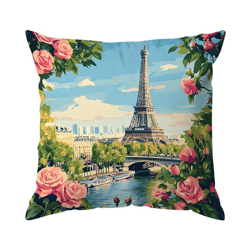 Rustic Style Paris Garden Sofa Cushion Comfortable Pillow Office Cover Living Room Home Decor Modern Printed Pillowcase