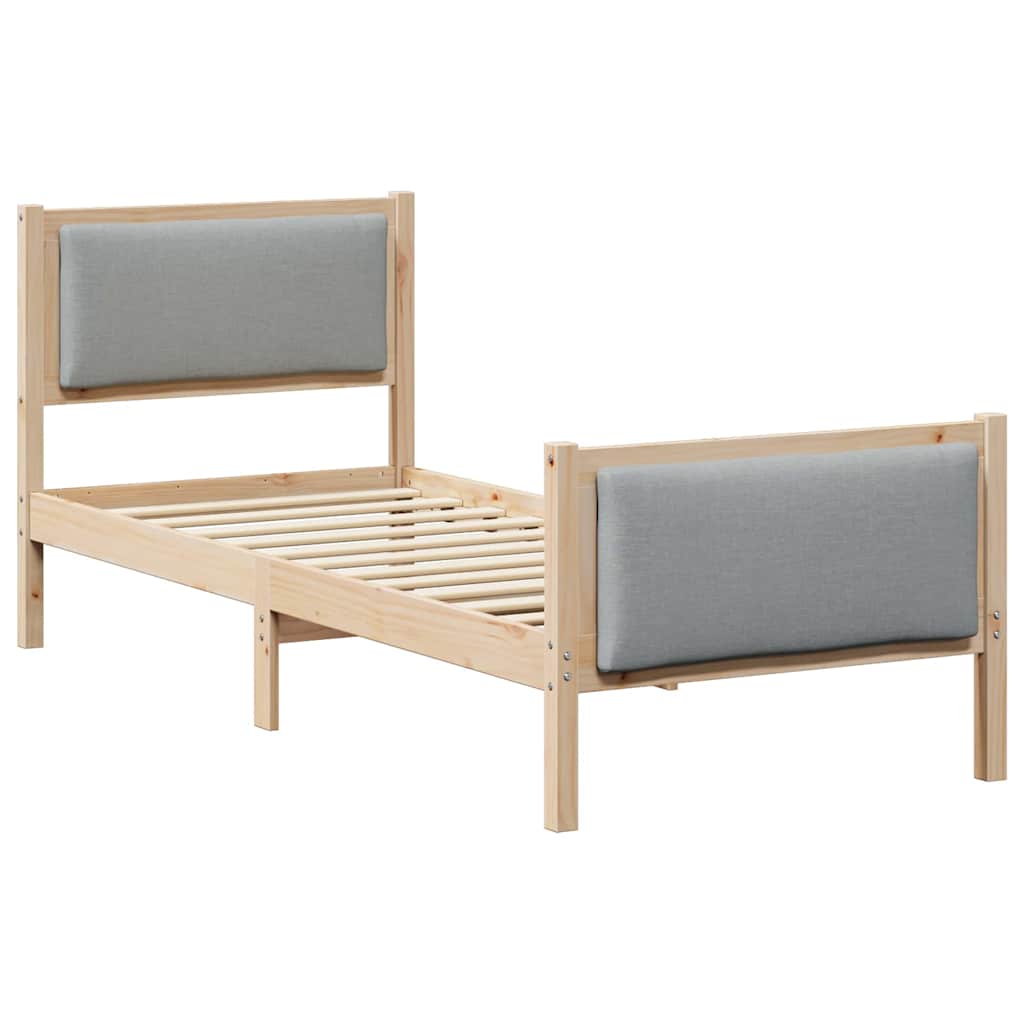 Bed Frame with Headboard Light Grey 75 x 190 cm Fabric