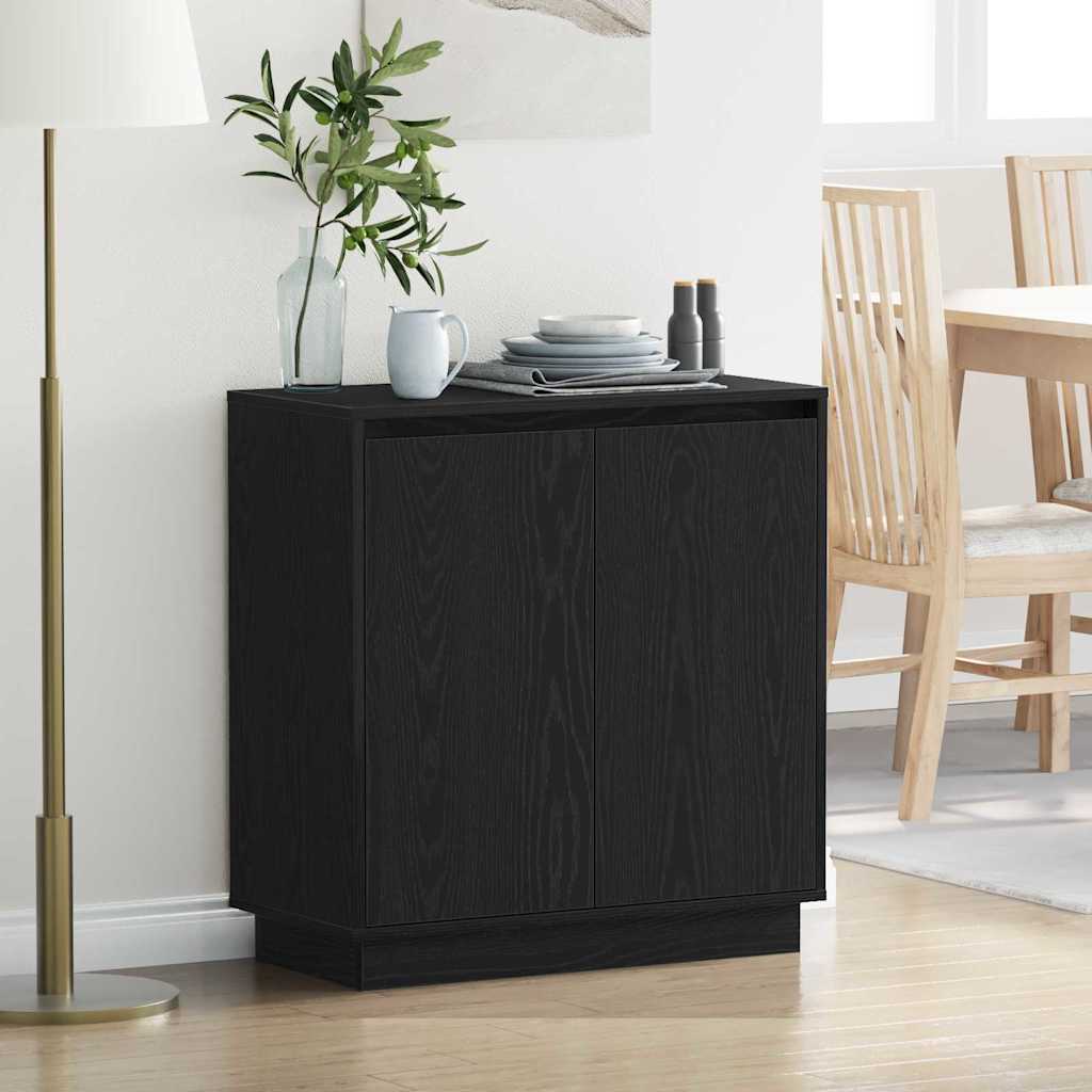 Sideboard in Black Oak Look 71 x 34.5 x 75 cm Particleboard