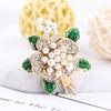 Chinese Style Flower Pearl Brooch Oil Drop Peplum Corsage Pin for Women Exquisite Hypoallergenic Luxury Enamel Long-Lasting Color Gift