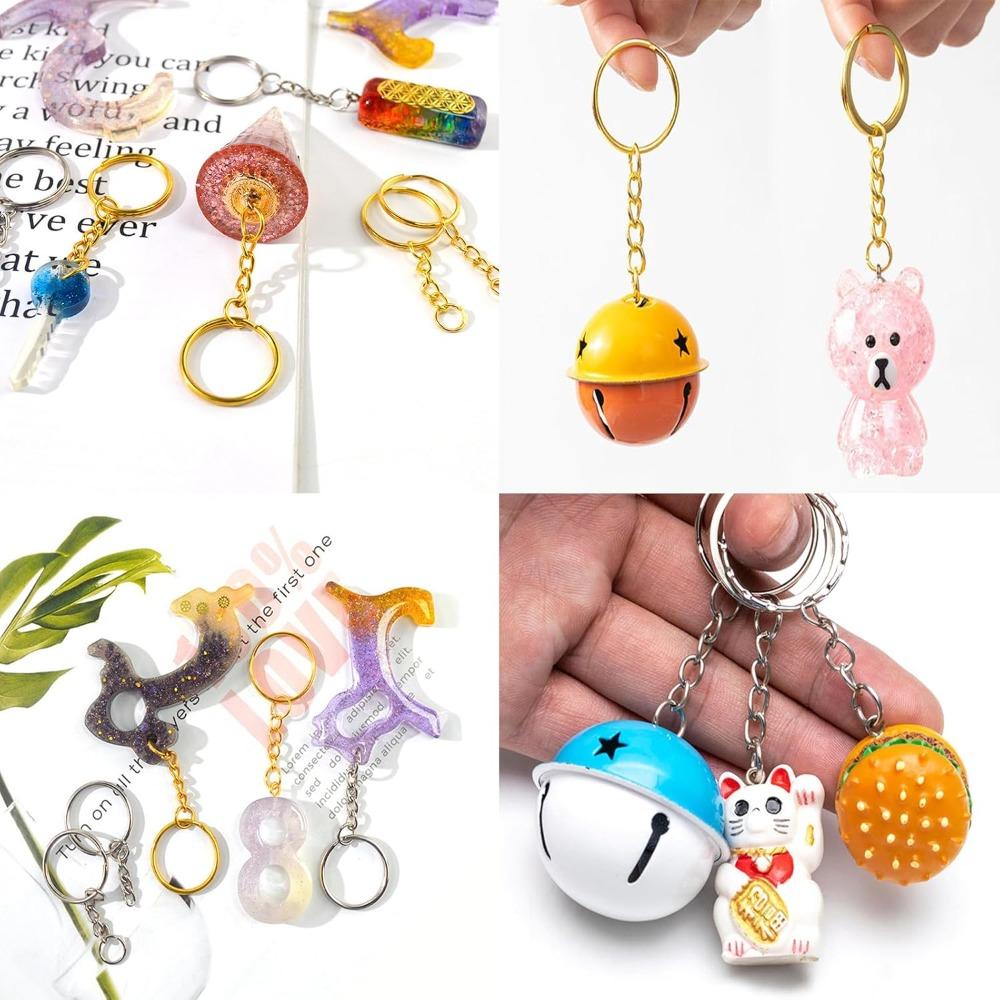 100pcs 1inch Keychain Rings Golden Split Round Key Ring with Chain and Open Jump Rings DIY Keychain Making Crafts Keychains with Chain and Jump Rings