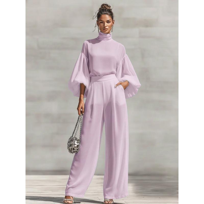 DICIFY Women's Fashion Casual Long Sleeve Stand-up Collar Pants Suits