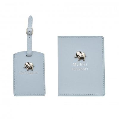 Baby Passport Holder and Luggage Tag Set - Blue