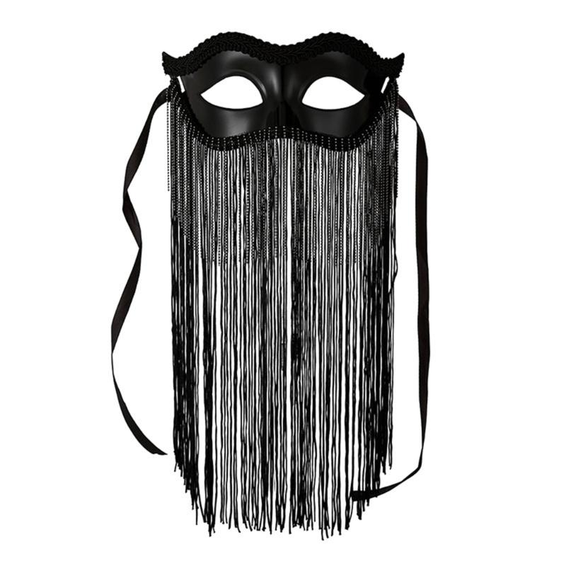 Lace Foxes Cats Face Mask with Tassels Masquerades Mask Half Face Mask Eyemask for Halloween Carnivals Cosplay Party чёрный