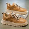 Men's Shoes 2025 New Autumn Low-top Board Shoes Men's Leather Surface Casual Versatile Sports Thick-soled Wear-resistant Tooling Trendy Shoes