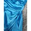 Export Single Lu Home Accessible Luxury Smooth Satin off-Neck Sexy off-Shoulder Elegant Ribbon Design Sheath Dress
