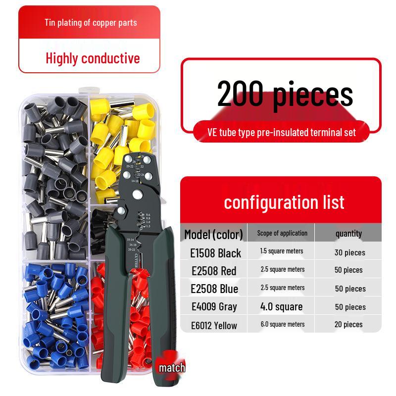 VE Cold Crimp Terminal Kit with Pliers - Quick Wiring Tool for Electricians