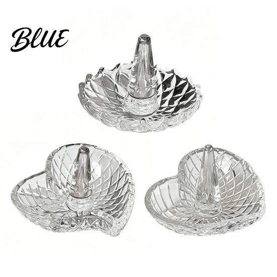 Small Ring Plate Jewelry Dish Glass Water Holder for Bathroom Ripple Elegant Clear Crystal Holder Decorative Trinket Tray Bedside
