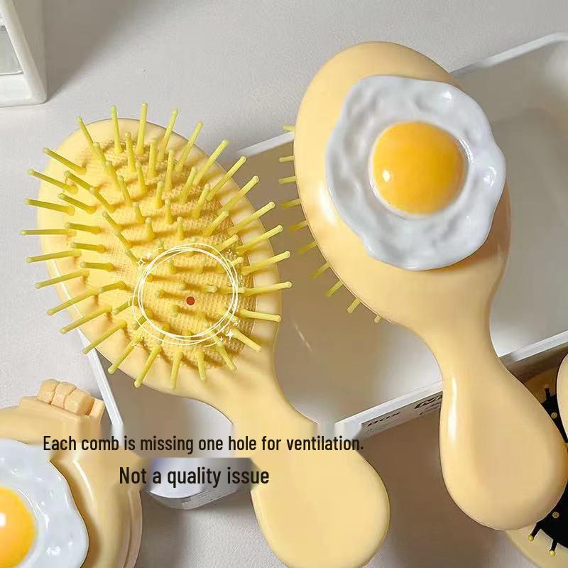 

Милая мультяшная расческа-мини с массажной подушкой в виде сыра и яйца и складным зеркальцем