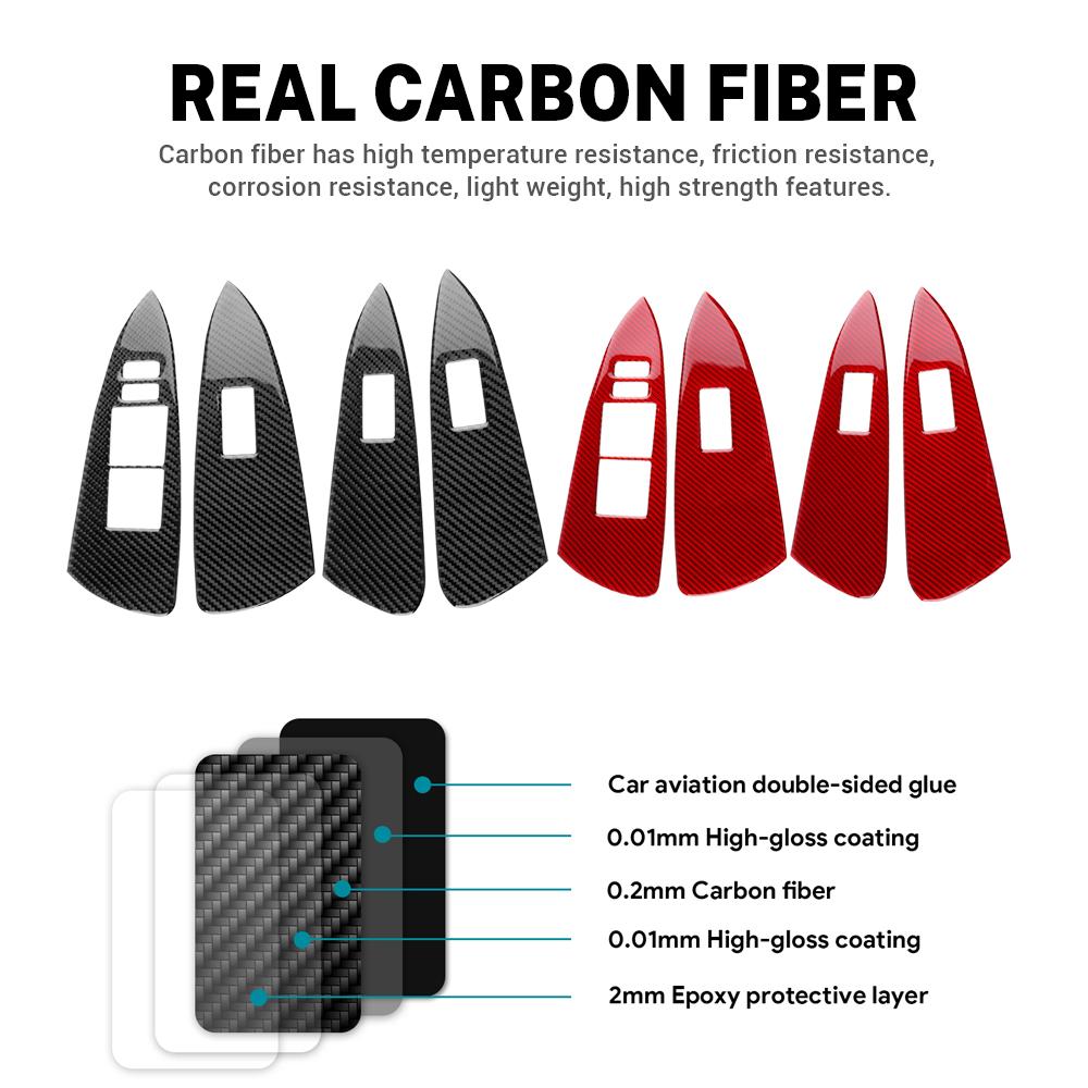 Real Soft Carbon Fiber Sticker For Toyota RAV4 2006 2007 2008 2009 2010 2011 2012 LHD RHD Car Door Window Panel Interior Trim