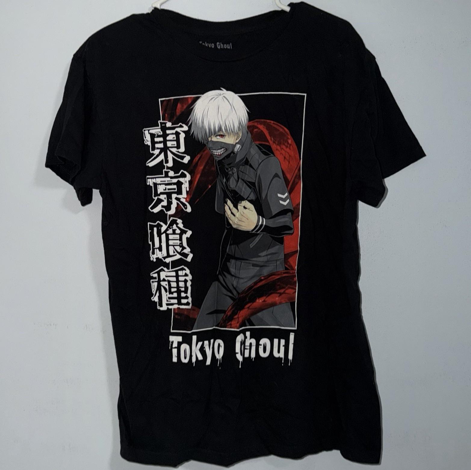 Funimation Tokyo Ghoul Ken Kaneki Black Graphic Print Crew Neck T-Shirt Men s M Unisex T-Shirt M