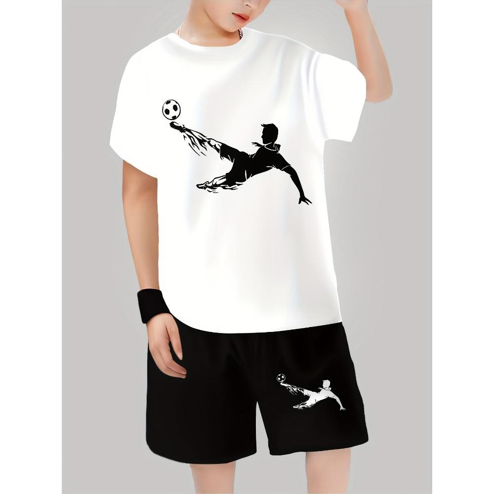 Fashion Digital Print Boys' Outfit, Short Sleeve And Shorts Set, Youth Short Sleeve Set, 2pcs Set, for Outdoor