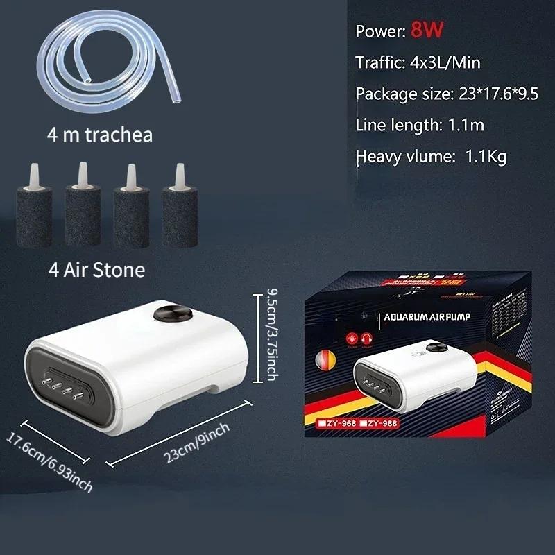 

silent Aquarium Fish tank fish culture air pump Air compressor Oxygen Airpump 4 Outlet 110-240V Adjustable air volume water pump 220V-240V EU Plug