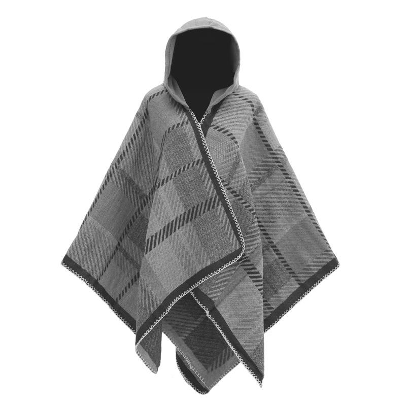 Acrylic Split Shawl Women'S Fashion Thickened Hat Cape Plaid Scarf