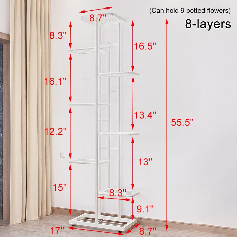 141cm 8 Piani Rastrelliera Fioriera in Ferro Kit Supporto Piante Verdi Decorazione Balcone Casa Fioriera Fioriera Multi Livello