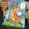 Multi Size Dinosaur Under Palm Tree Pattern Blanket Flannel Material Soft Warm for All Seasons, Home Outdoor Camping Picnics RV