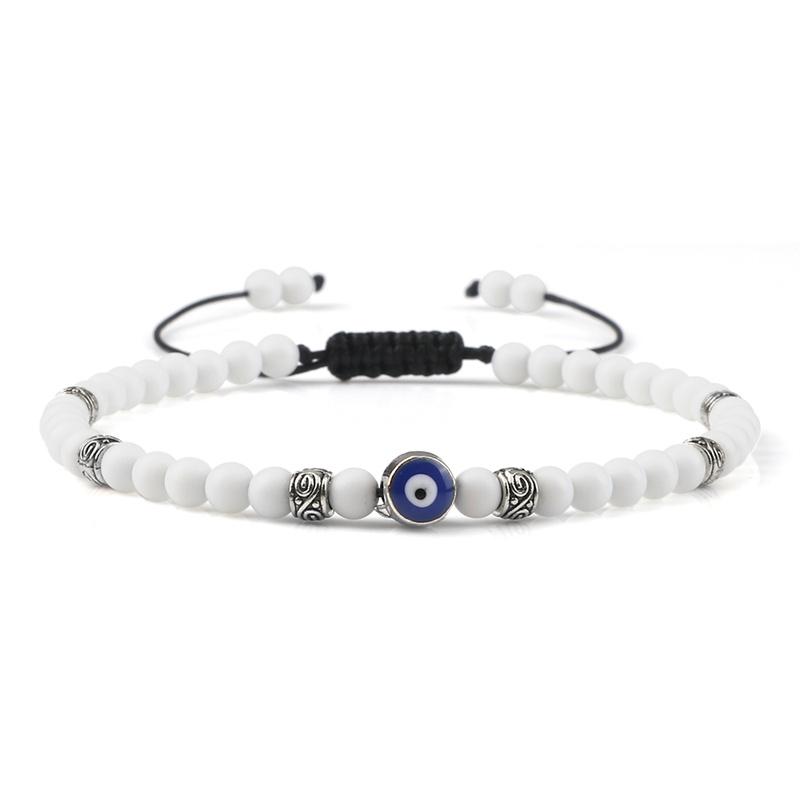 Lucky Evil Eye Bracelet Men Natural Stone 4mm Tiger Eye Lava Agates Beads Adjustable Braided Bracelets&Bangles Jewelry for Women