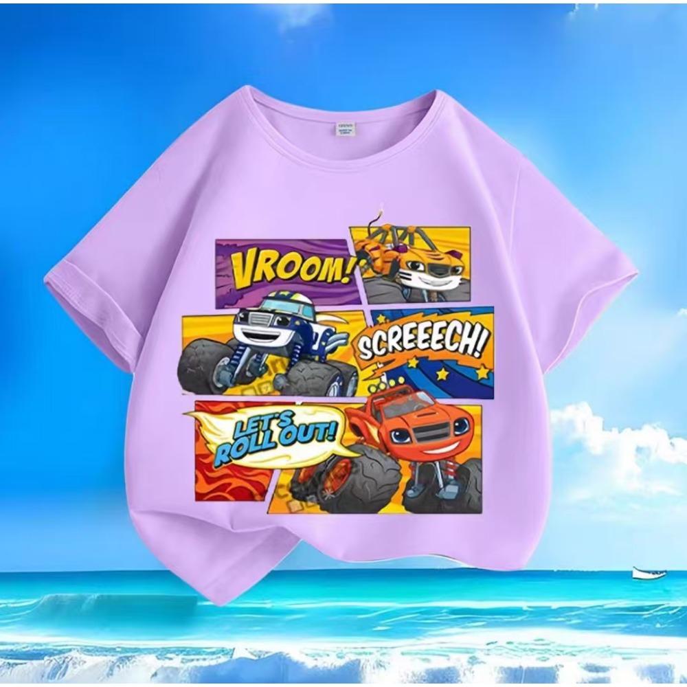 Nickelodeon Cute Boys and Girls  Hurricane Racing Team  Children s Cartoon Print Short-Sleeved Boys and Girls Cotton T-Shirt 110