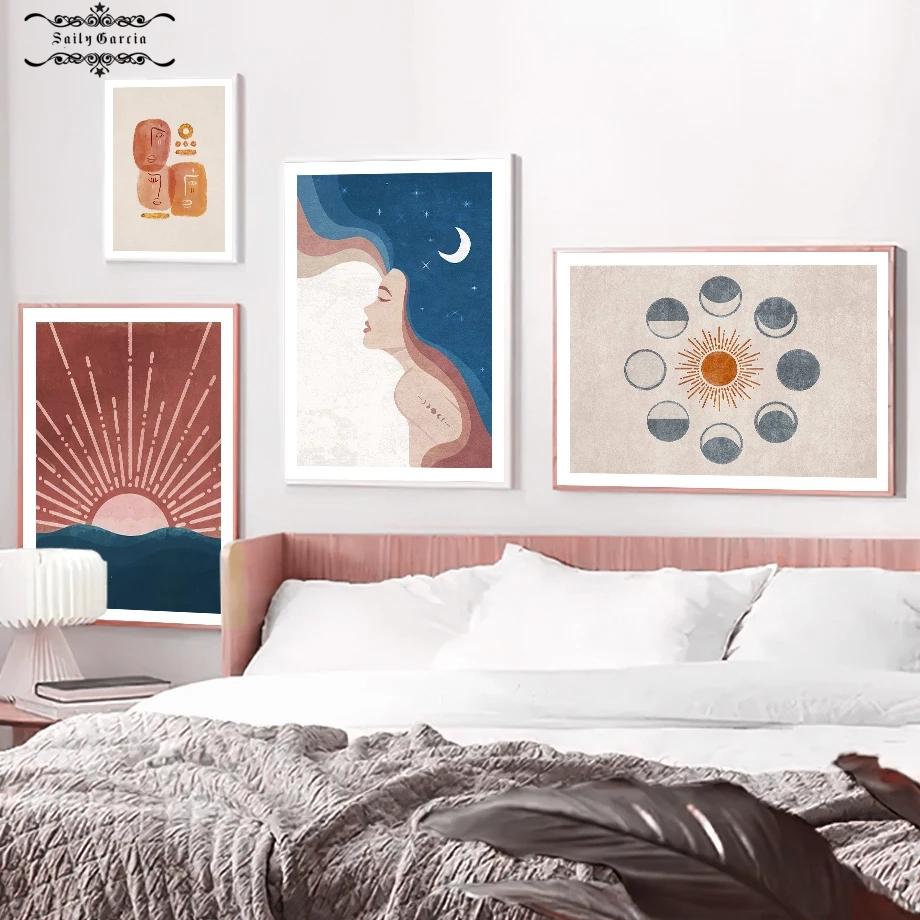 Divination Witch Poster Moon Sun Goddess Wall Art Canvas Painting Tarot Nordic Prints Wall Pictures for Living Room Boho Decor