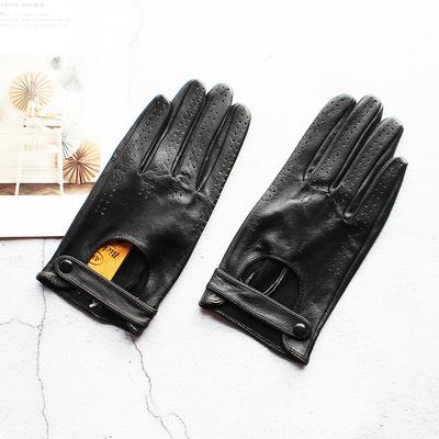 Summer Driving Leather Driver Gloves Women's Fashion New Thin Unlined Black Sheepskin All Finger Motorcycle Riding Gloves